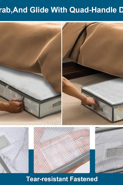 2 Pack under Bed Storage Containers Bins, Humid-Proof Plastic Underbed Storage B