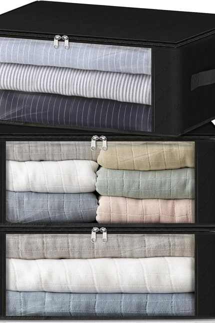 3-Pack Foldable Storage Bags – 35L Clothes, Bedding & Toy Organizer with Handles