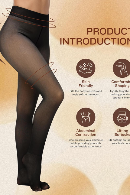 CHRLEISURE Women'S Fleece Lined Tights - Fake Sheer Warm Pantyhose Thick Winter 