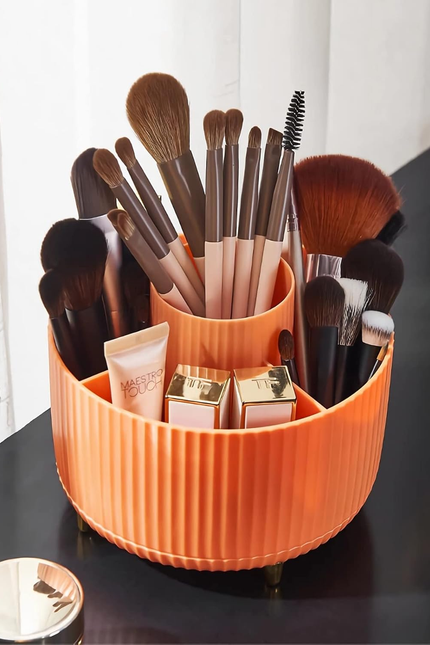 Makeup Brush Holder Organizer,360° Rotating Makeup Brush Organizer,5 Slot Make u