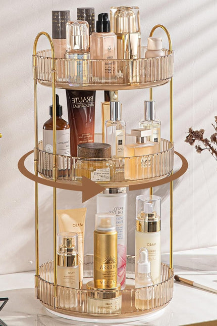 Rotating Makeup Organizer for Vanity, High-Capacity Skincare Perfume Storage, Ba