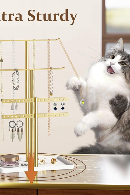 Jewelry Stand Holder Organizer: 14.5" Sturdy Hanger for 80 Pcs Jewelry, Gift for