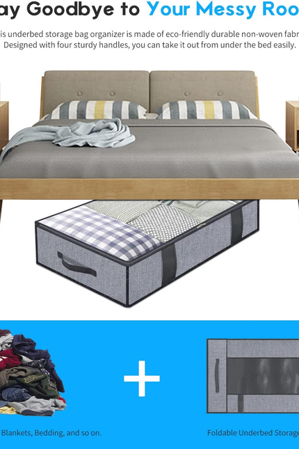 Foldable Underbed Bags 2 Pack - Blankets Clothes Comforters Storage Bag Breathab