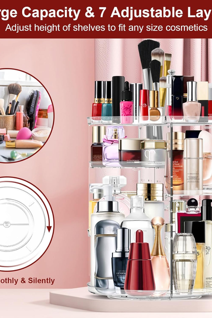 Makeup Organizer 360 Rotating Cosmetic Organizer DIY Adjustable Makeup Carousel 
