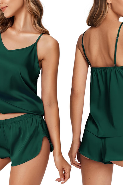 Silk Pjs for Women Satin Pajamas Set Lingerie Camisole Pajamas Cami Shorts Set N