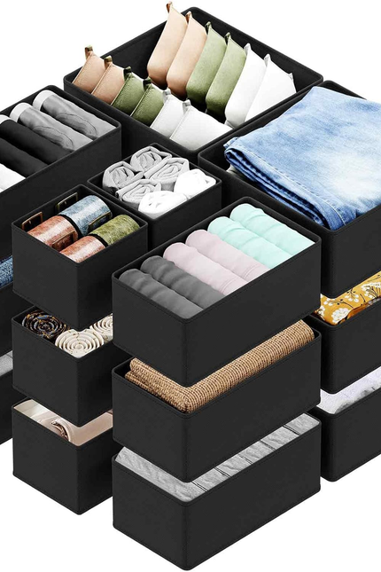 12-Pack Drawer Organizer Bins – Non-Woven Fabric Dresser Storage Boxes