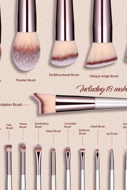 BS-MALL Makeup Brush Set 18 Pcs Premium Synthetic Foundation Powder Concealers E
