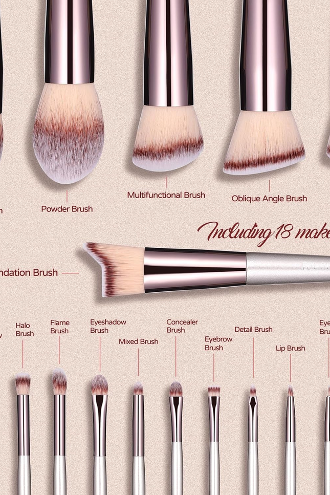 BS-MALL Makeup Brush Set 18 Pcs Premium Synthetic Foundation Powder Concealers E