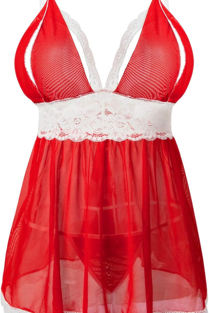 Women plus Size Lingerie Set Sexy Lace Babydoll Lingerie Dress Chemise Sleepwear