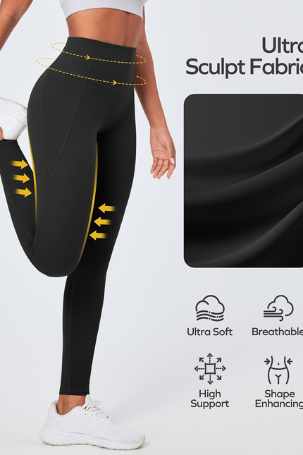 Ewedoos Compression Leggings with Pockets for Women Tummy Control Leggings No Fr