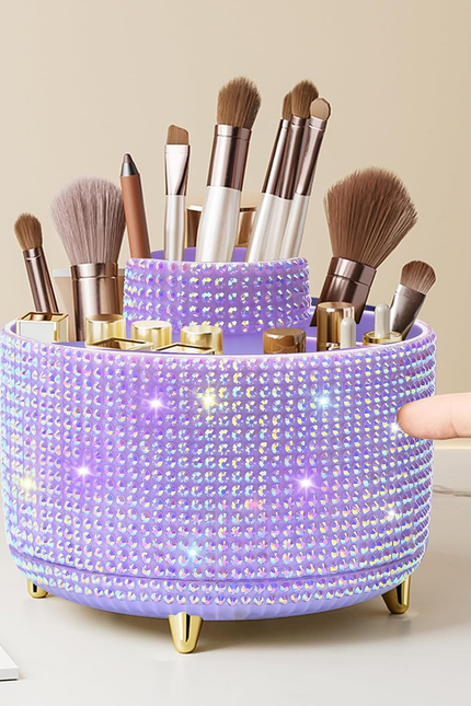 Makeup Brush Holder Organizer,360° Rotating Makeup Brush Organizer,5 Slot Make u