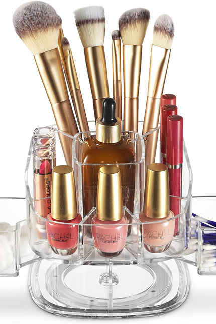 Masirs 360 Rotating Makeup Organizer Countertop - Adjustable Shelf Height - the 