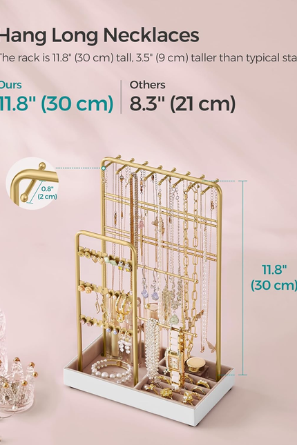 Jewelry Holder, Jewelry Organizer, Jewelry Display Stand with Metal Frame, Velve