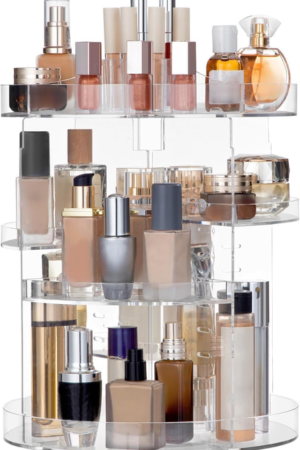 360 Rotating Makeup Organizer Adjustable Carousel Small Capacity Revolving Perfu