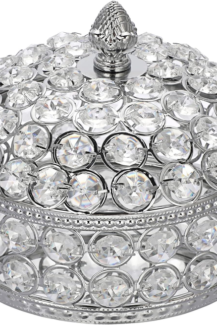 Crystal Mirrored Jewelry Box Jewelry Trinket Organizer Box Home Decor Ring Earri