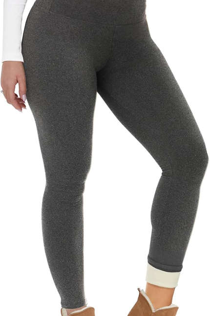 CAMPSNAIL Fleece Lined Leggings Women - Thick Soft High Waisted Black Tummy Cont