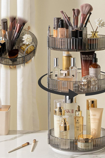 Rotating Makeup Organizer for Vanity, High-Capacity Skincare Perfume Storage, Ba