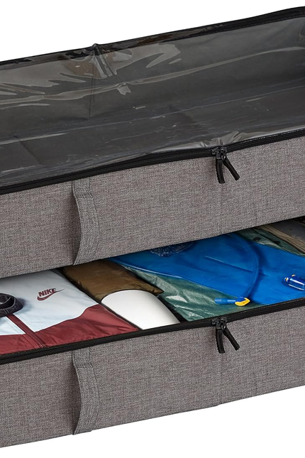under Bed Storage Containers - Foldable Closet Organizer with Clear Top, Sturdy 