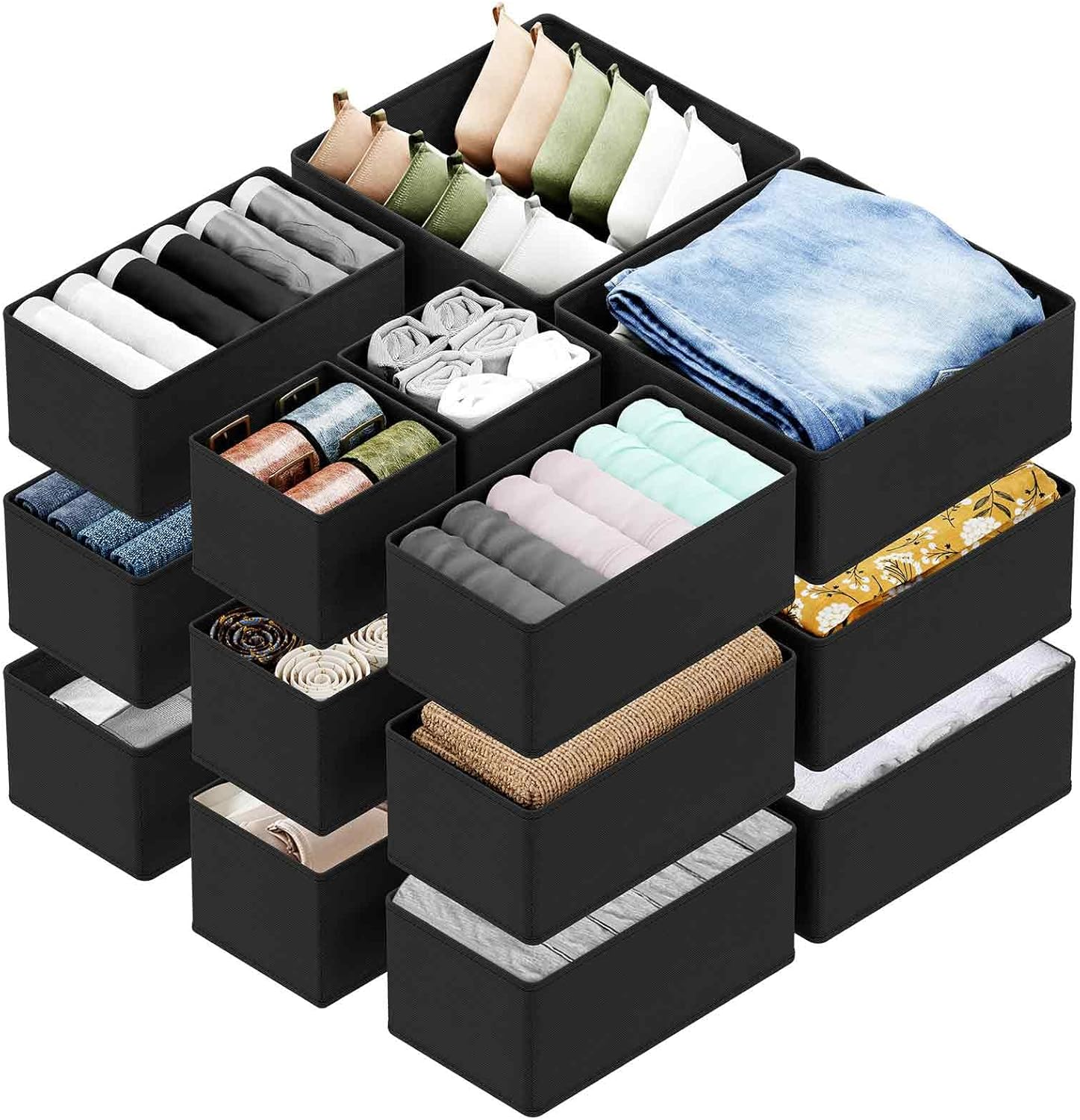 Sock Drawer Organizer Divider 3 Pack, 64 Cell Dresser Closet Nursery Underwear O