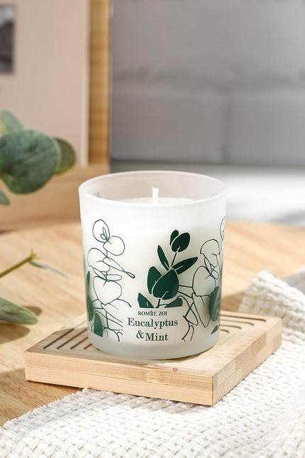 Scented Candle - Eucalyptus & Mint - 6Oz Aromatherapy Soy Wax Jar Candle for Hom