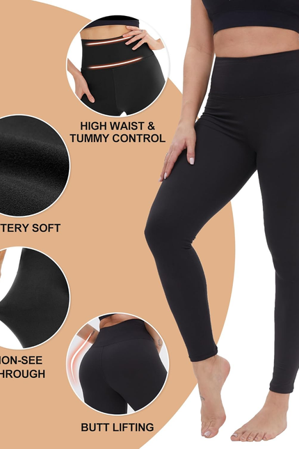 High Waisted Leggings for Women - Black Tummy Control Compression Soft Yoga Pant
