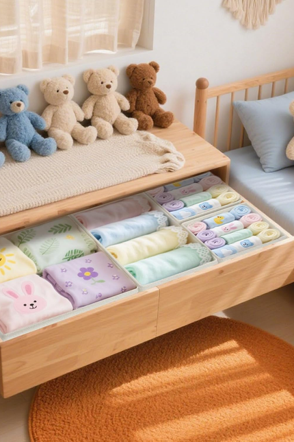 Drawer Organizer Clothes 6 Pack, Dresser Closet Organizers for Baby Clothes Unde