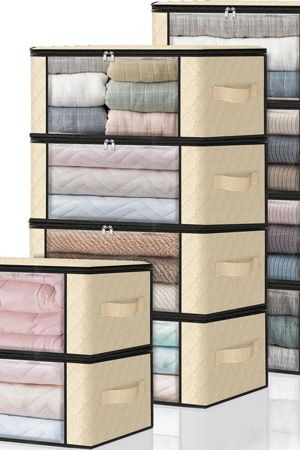 3-Pack Foldable Storage Bags – 35L Clothes, Bedding & Toy Organizer with Handles
