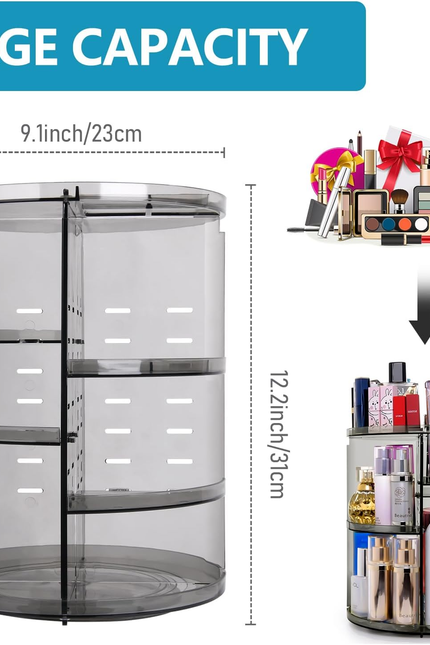 360 Rotating Makeup Organizer, Spinning Skincare Organizer,Cosmetic Display Case