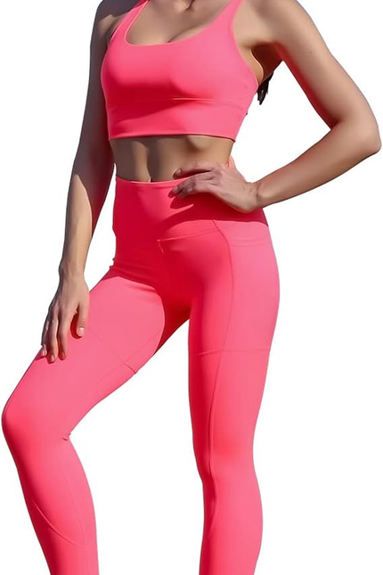 Women’S Yoga Outfits 2 Piece Set Workout Tracksuits Sports Bra High Waist Leggin