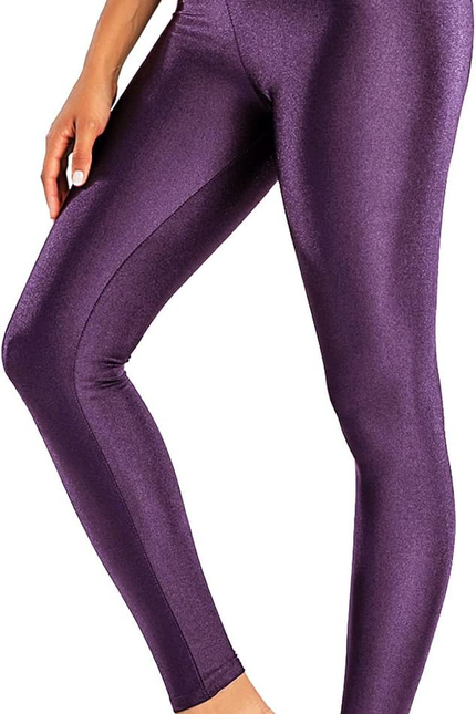 Sghenr Women'S High Waisted Yoga Pants Tummy Control Shiny Sports Tights Workout