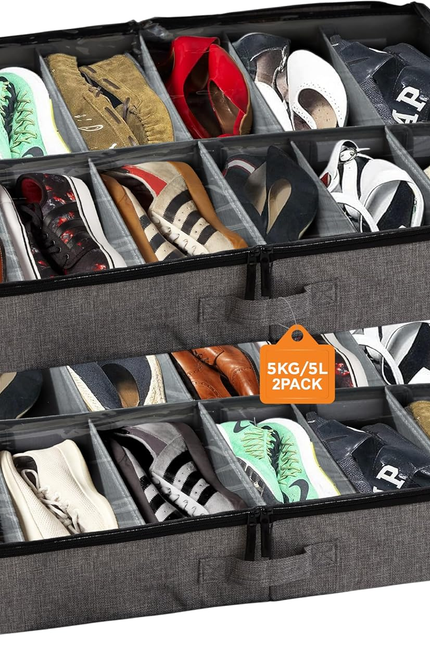 under Bed Storage Containers - Foldable Closet Organizer with Clear Top, Sturdy 
