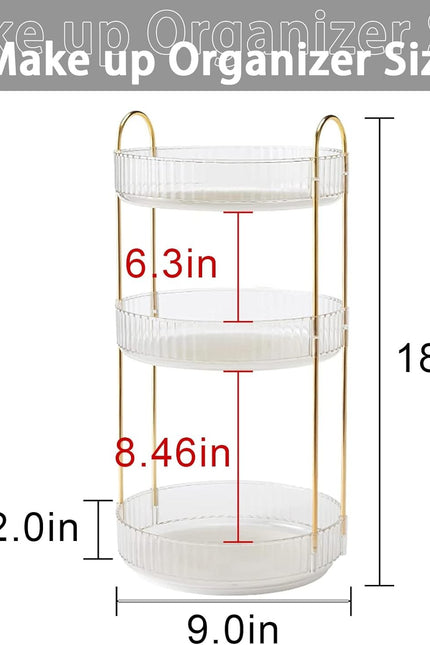 Rotating Makeup Organizer for Vanity, High-Capacity Skincare Perfume Storage, Ba