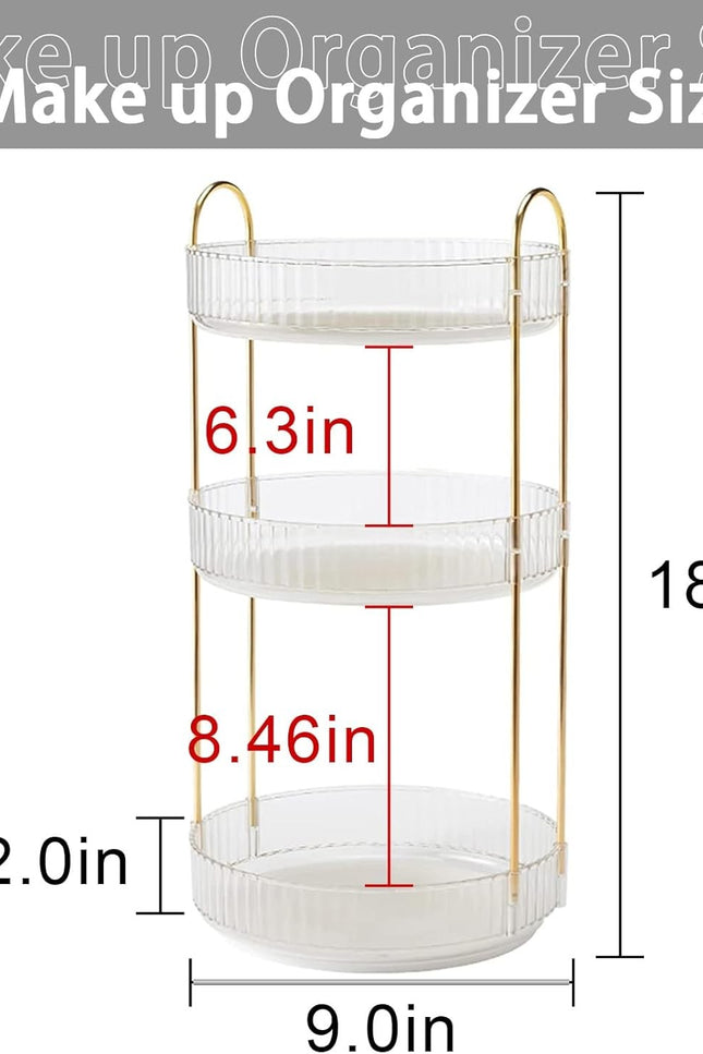 Rotating Makeup Organizer for Vanity, High-Capacity Skincare Perfume Storage, Ba