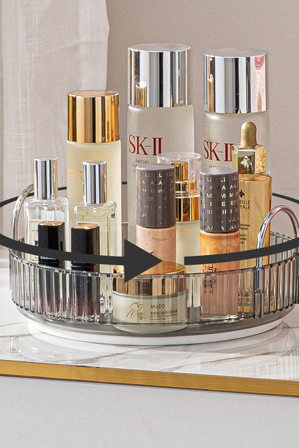 Rotating Makeup Organizer for Vanity, High-Capacity Skincare Perfume Storage, Ba