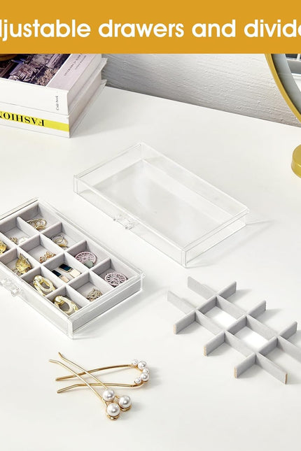 Procase Earring Holder Organizer Jewelry Box with 3 Drawers, Acrylic Clear Earri