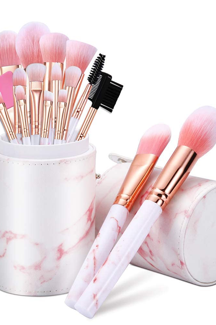 DUAIU Makeup Brushes Set Make up Brushes Professional 15Pcs Marble Makeup Brush 