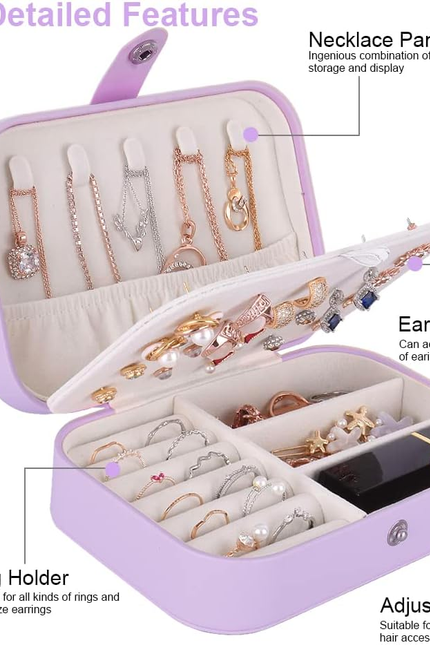 Jiemei Jewelry Box, Travel Jewelry Organizer Cases with Doubel Layer for Women’S