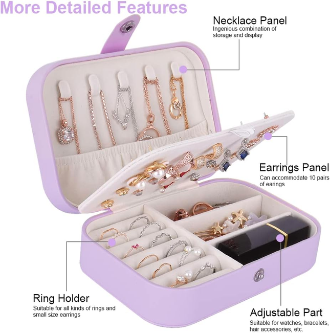 Jiemei Jewelry Box, Travel Jewelry Organizer Cases with Doubel Layer for Women’S