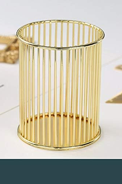 Gold Metal Pen Holder for Desk, Makeup Brushes Cup, Pencil Holders, Office&Home 