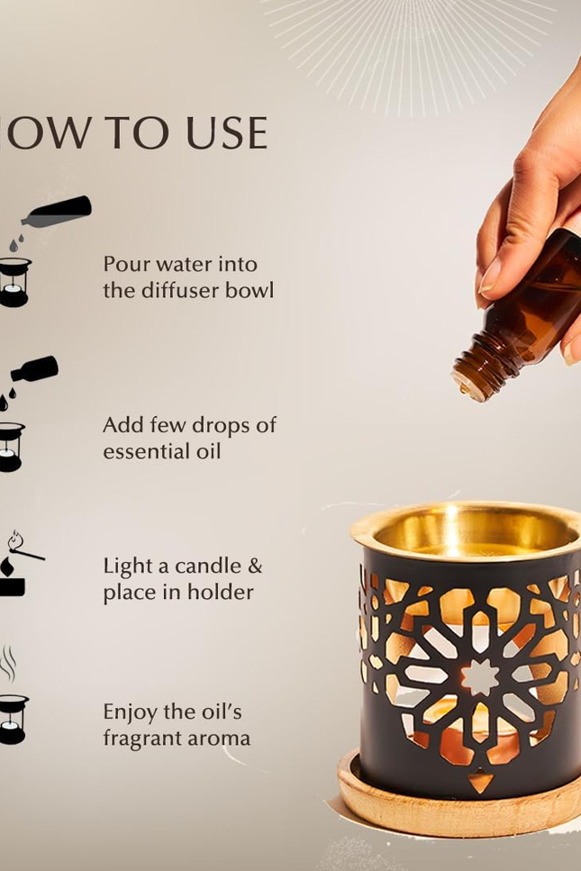 Essential Oil Burner by  | Brass Burner with Candle | Use for Aroma Oil, Diffuse