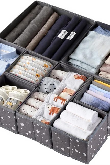 8-Piece Drawer Organizer Set – Closet Dividers for Socks, Underwear, Bras, Cloth