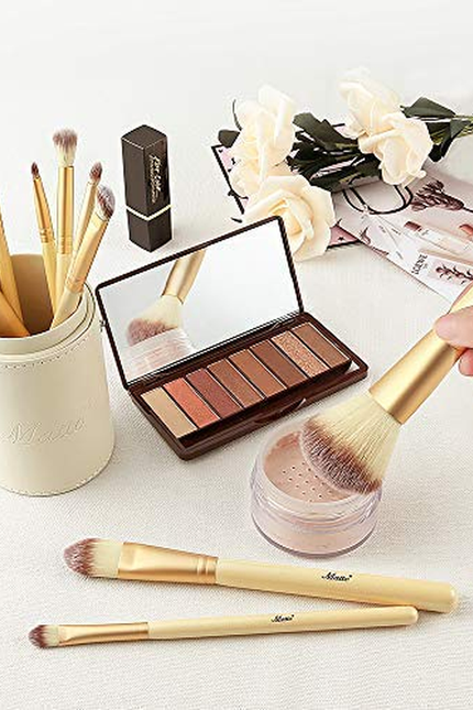 Matto Makeup Brushes 10-Piece Golden Makeup Brush Set with Foundation Powder Min