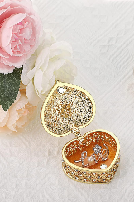 Heart Shape Jewelry Box Wedding Box Keepsake Box Ring Earring Small Trinket Stor