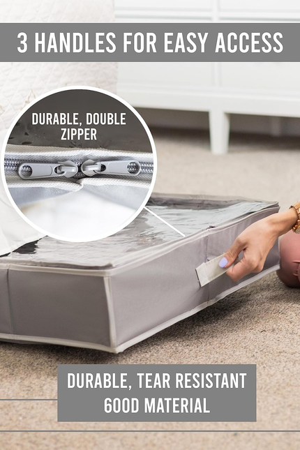 Under Bed Shoe Storage Organizer - TEAR-RESISTANT Heavy Duty 600D Material - Fit