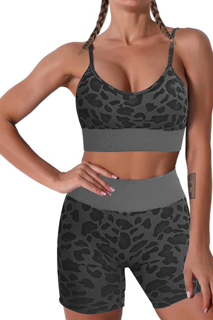 Women Seamless Yoga Set 2 Piece Workout Sport Bra with High Waist Shorts Legging