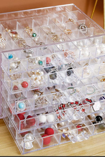Earring Storage Box Organizer, Acrylic Jewelry Storage Box Holder 5 Drawers Tran