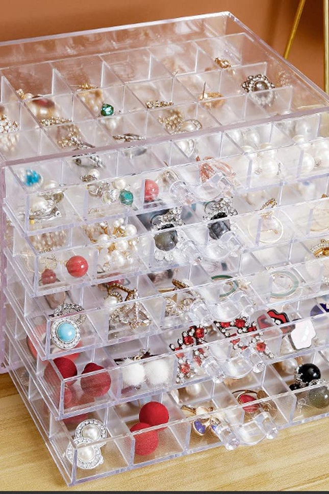 Earring Storage Box Organizer, Acrylic Jewelry Storage Box Holder 5 Drawers Tran