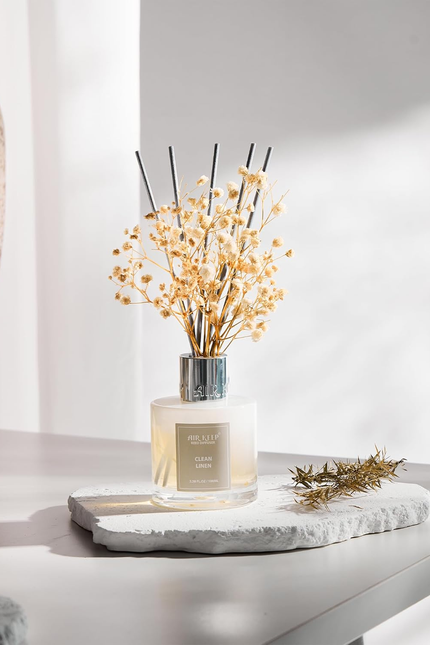 Airkeep Reed Diffuser Set,3.38 Fl Oz (100 Ml) - Clean Linen Oil Diffusers with 8
