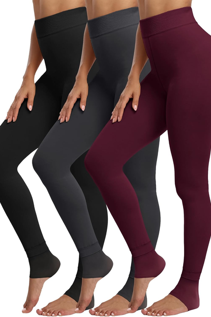 CHRLEISURE Women'S Fleece Lined Tights - Fake Sheer Warm Pantyhose Thick Winter 
