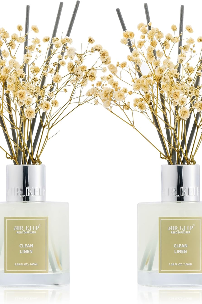 Reed Diffuser 3.38 Oz (100Ml) 2Pk, Clean Linen Scented Reed Diffuser Set,Reed Di